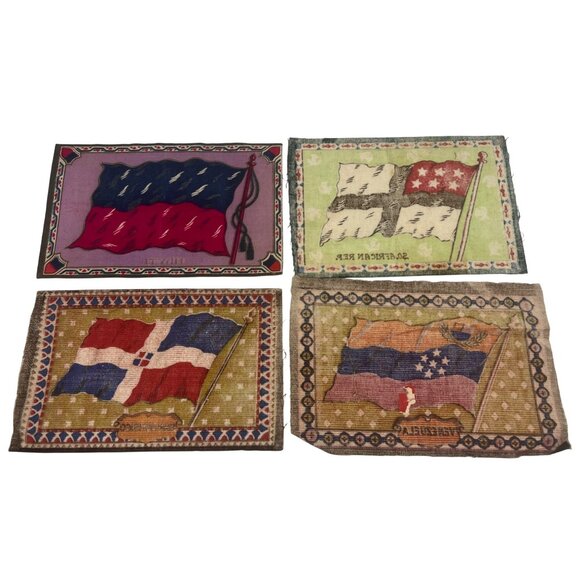 Vintage Tobacco Silks Flags Haiti So. African Rep. San Domingo Venezuela Qty 4 - Picture 2 of 6